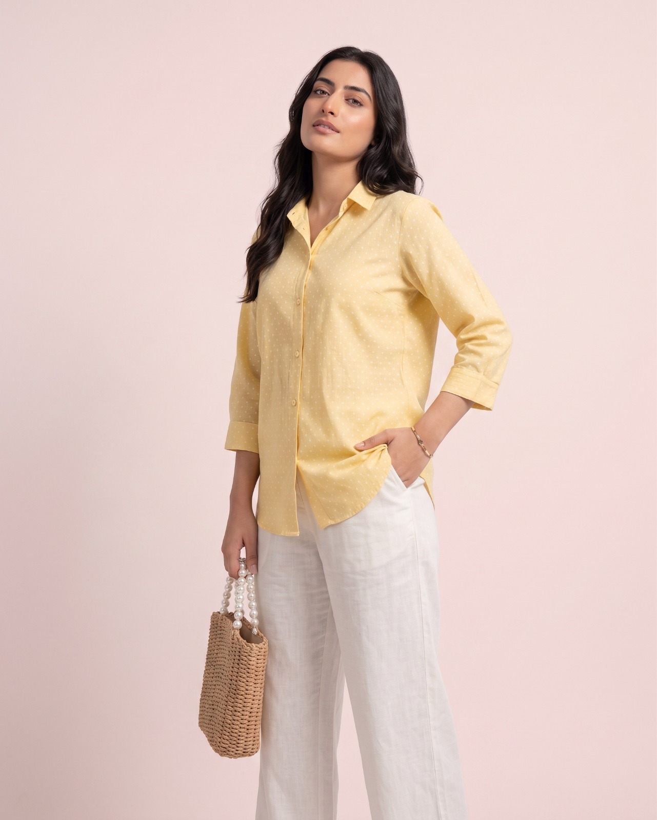 Amal Yellow Dobby Shirt Co-ord